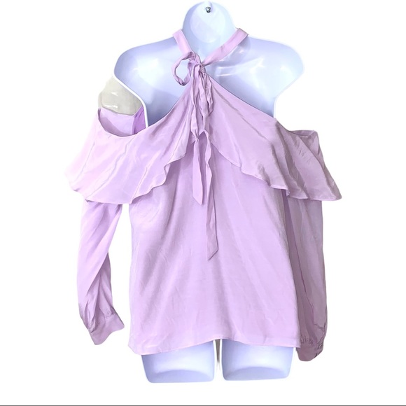 L'Academie by Revolve Blouse Cold Shoulder Purple - Picture 2 of 8